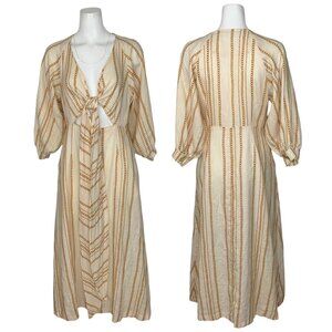Nicholas Asilah Linen Dress 10 Chain Ivory Midi